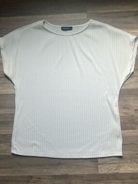 White Textured Ribbed Top - Lightweight Silky Knit